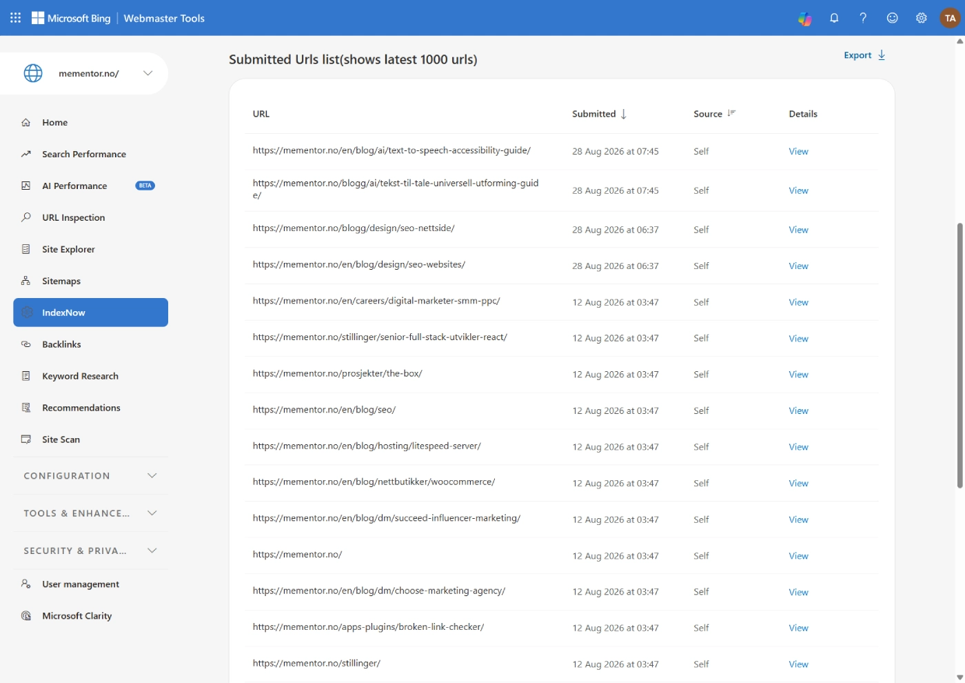 Bing Webmaster Tools